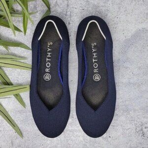 Rothy's | Navy Blue Maritime White Halo Flats Size 7